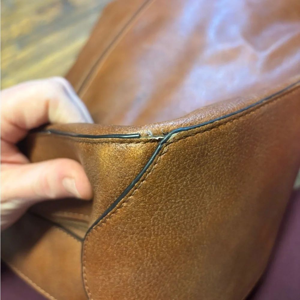 Elegant REALER Tan Vegan Leather Hobo Crossbody Bag
